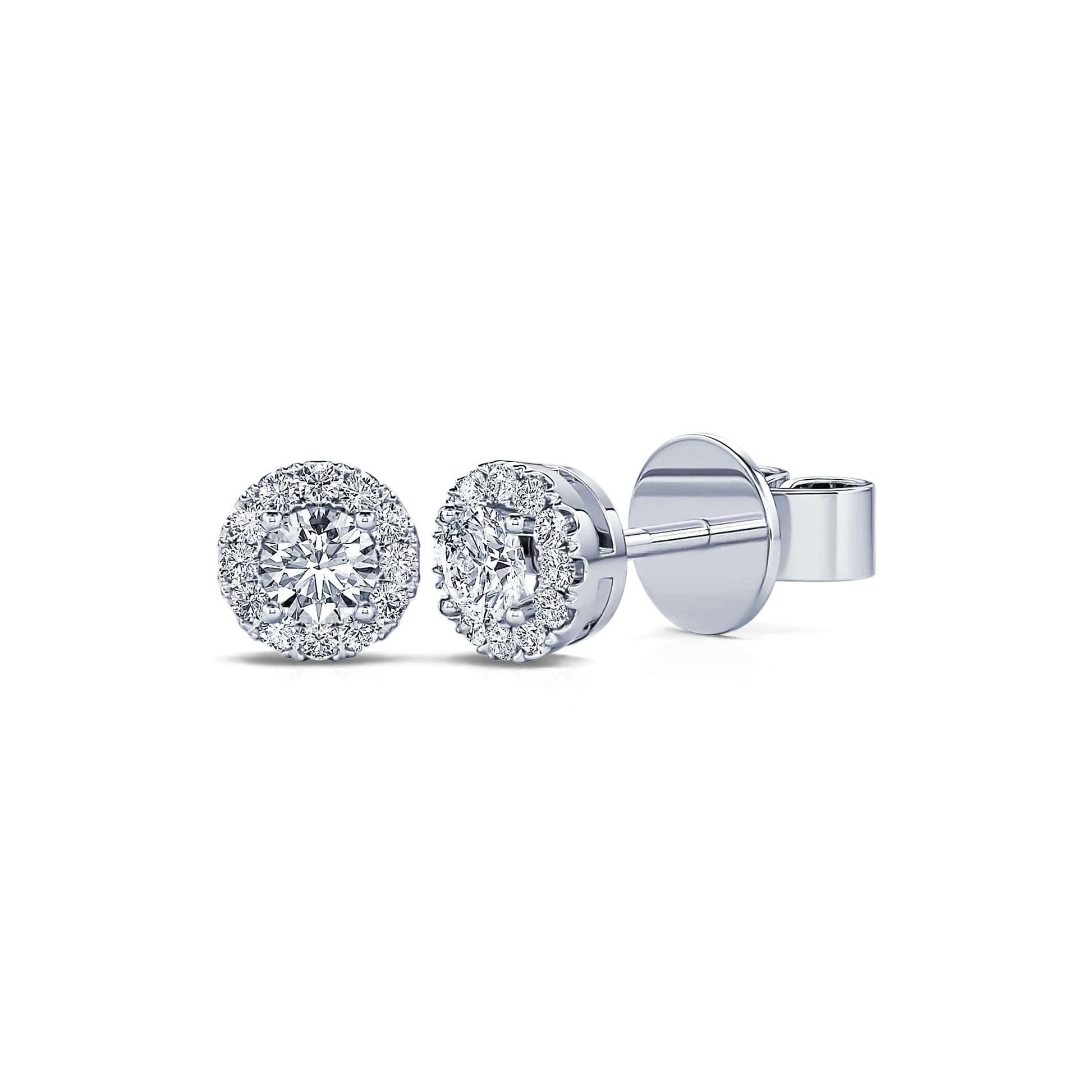 Puces d'oreilles diamant halo or blanc Sara Rond 2