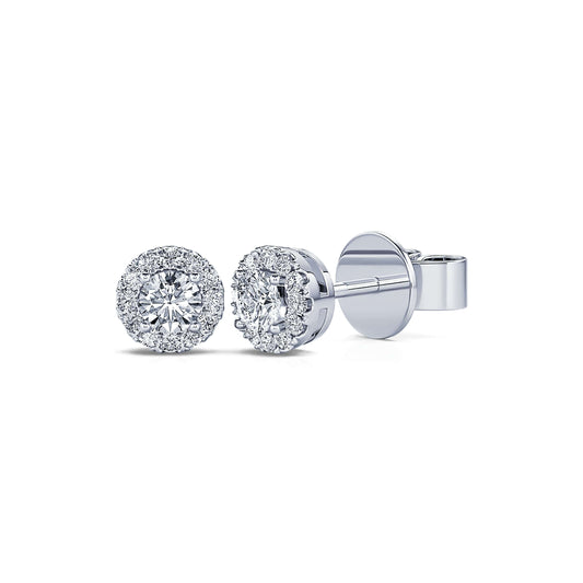Sara Rond&nbsp;-&nbsp;Puces d'oreilles diamant halo or blanc #2
