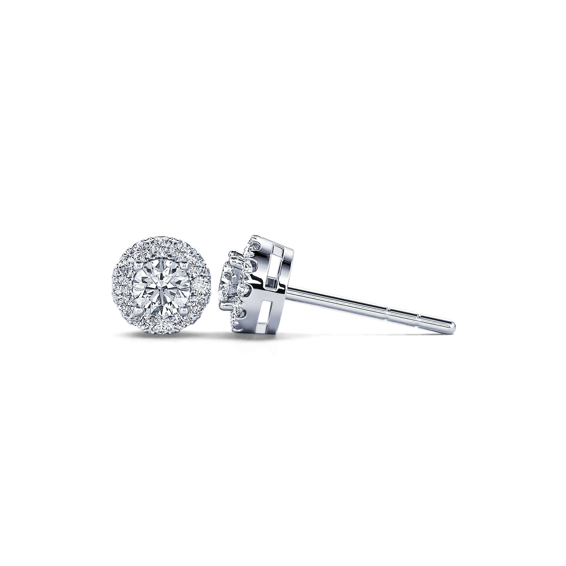 Puces d'oreilles diamant halo or blanc Sara Rond 3