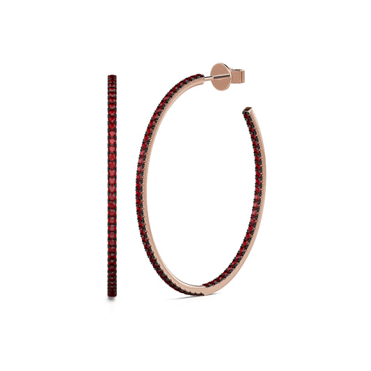 Shaï Rubis - Boucles d'oreilles créoles or rose rubis #2