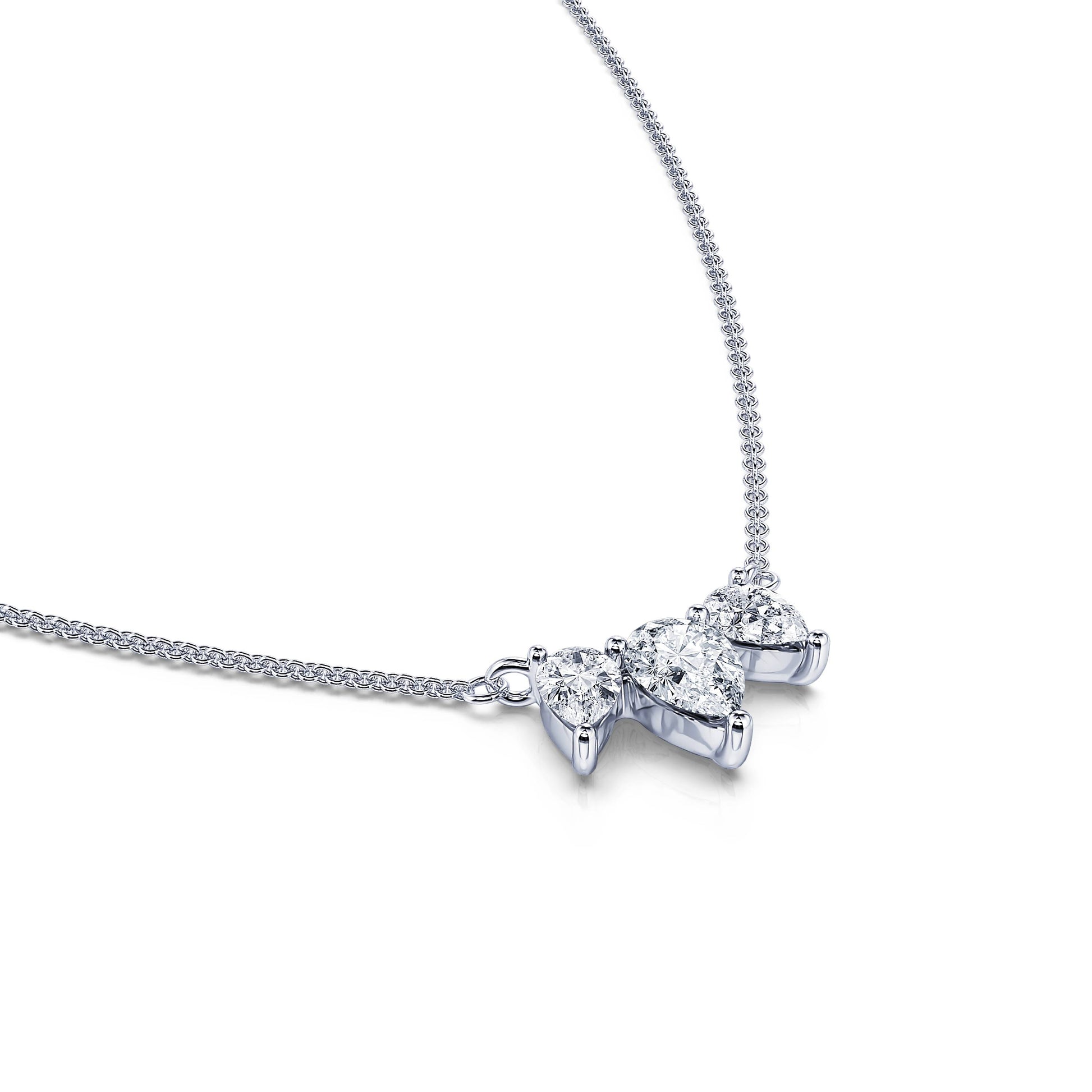 Collier trilogie diamant poire or blanc  Shirli 1