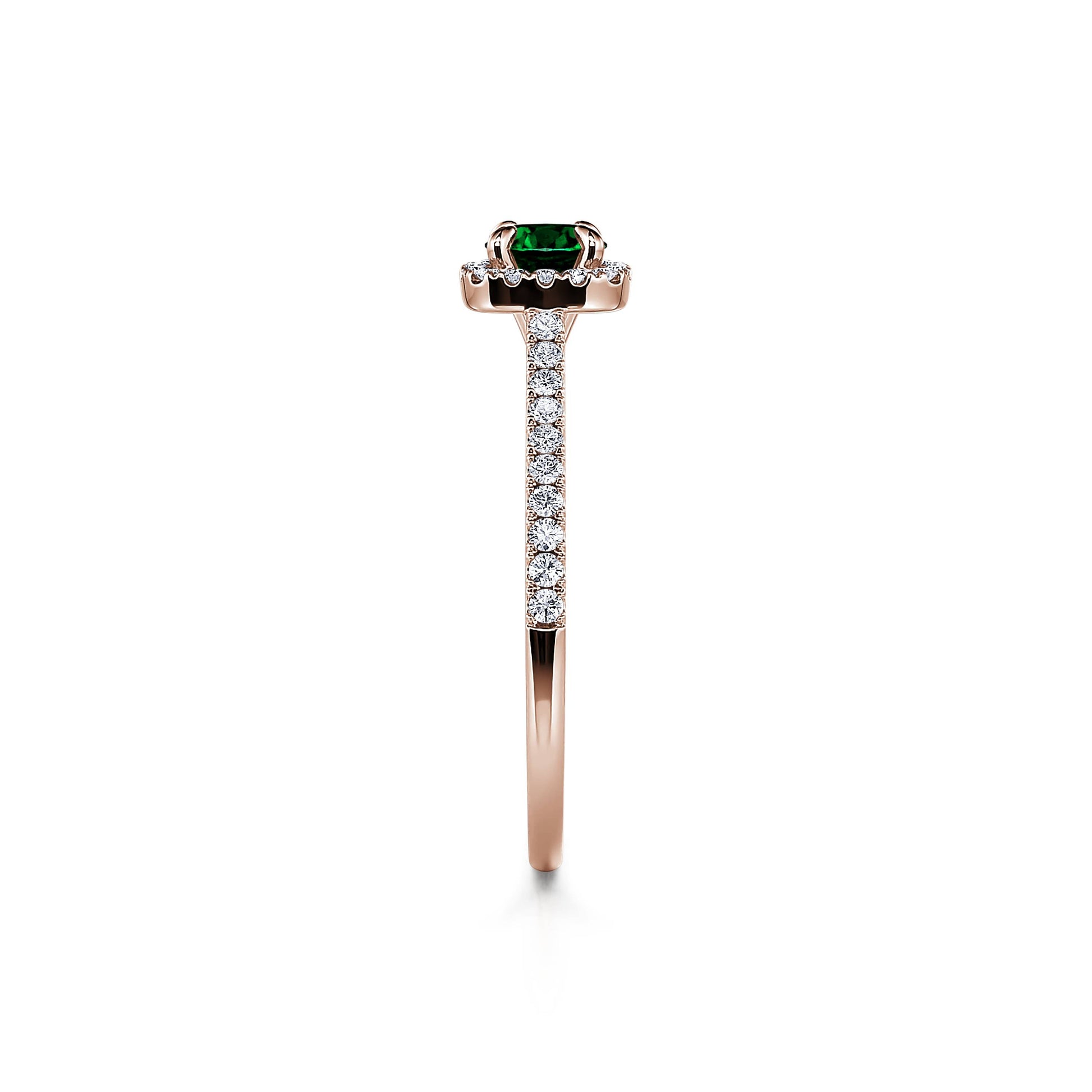 Bague or rose émeraude et halo de diamant Sienne Émeraude 3