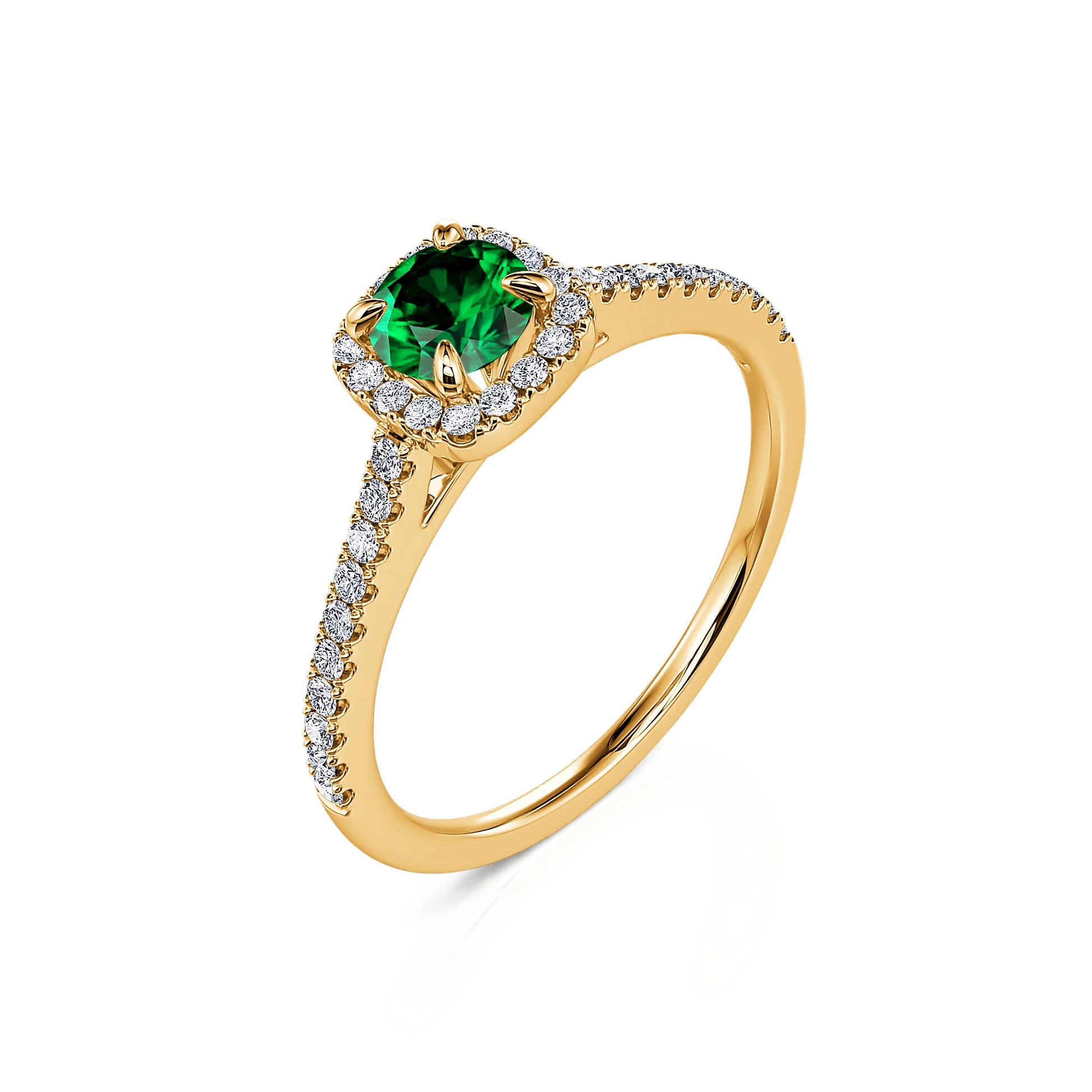 Bague or jaune émeraude et halo de diamant Sienne Émeraude 2