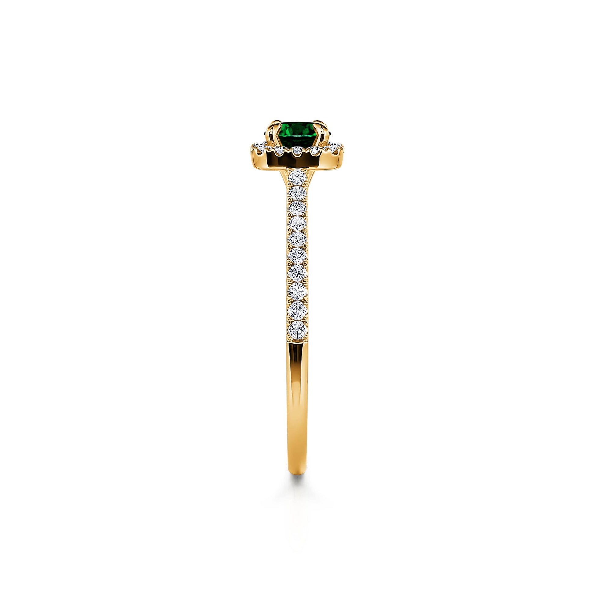 Bague or jaune émeraude et halo de diamant Sienne Émeraude 3