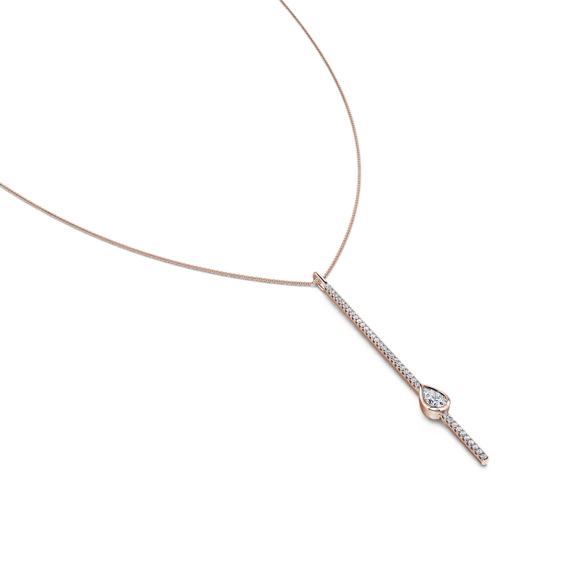 Collier cravate barrette diamant et diamant poire Sky 1