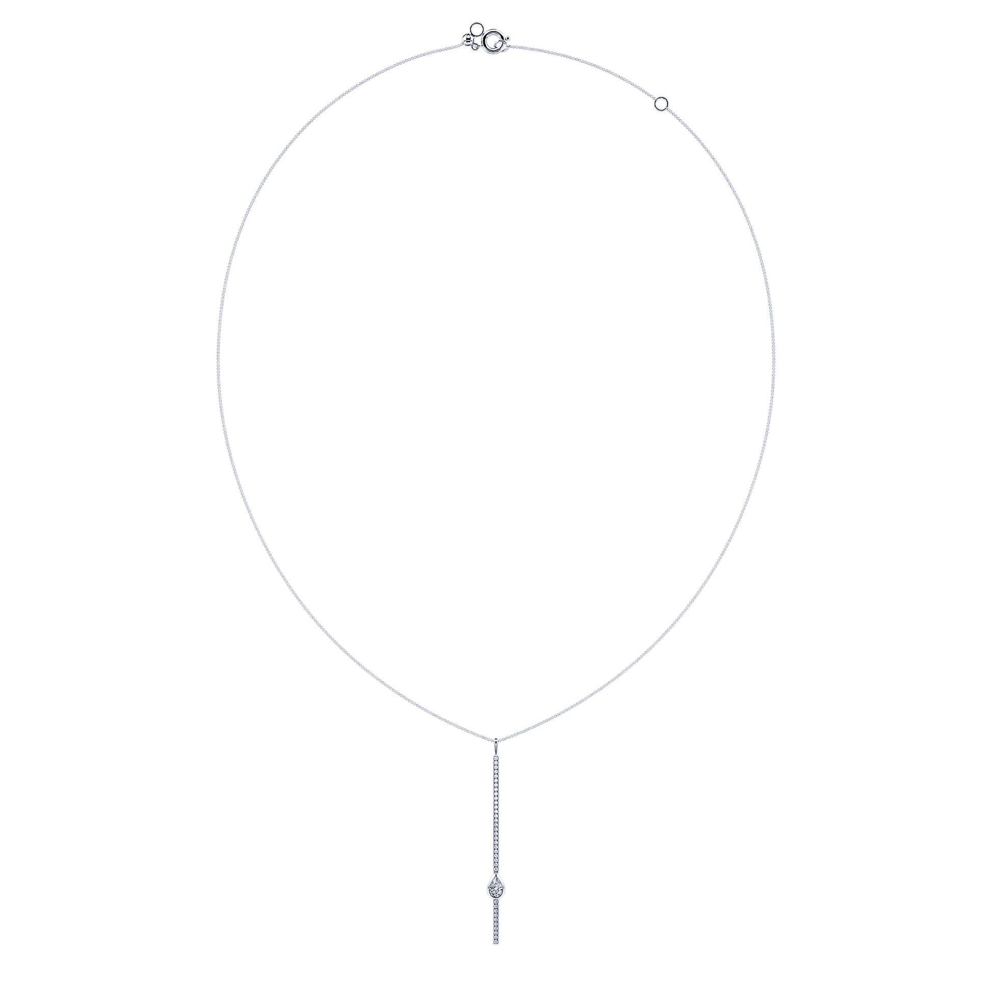 Collier cravate barrette diamant et diamant poire Sky 3
