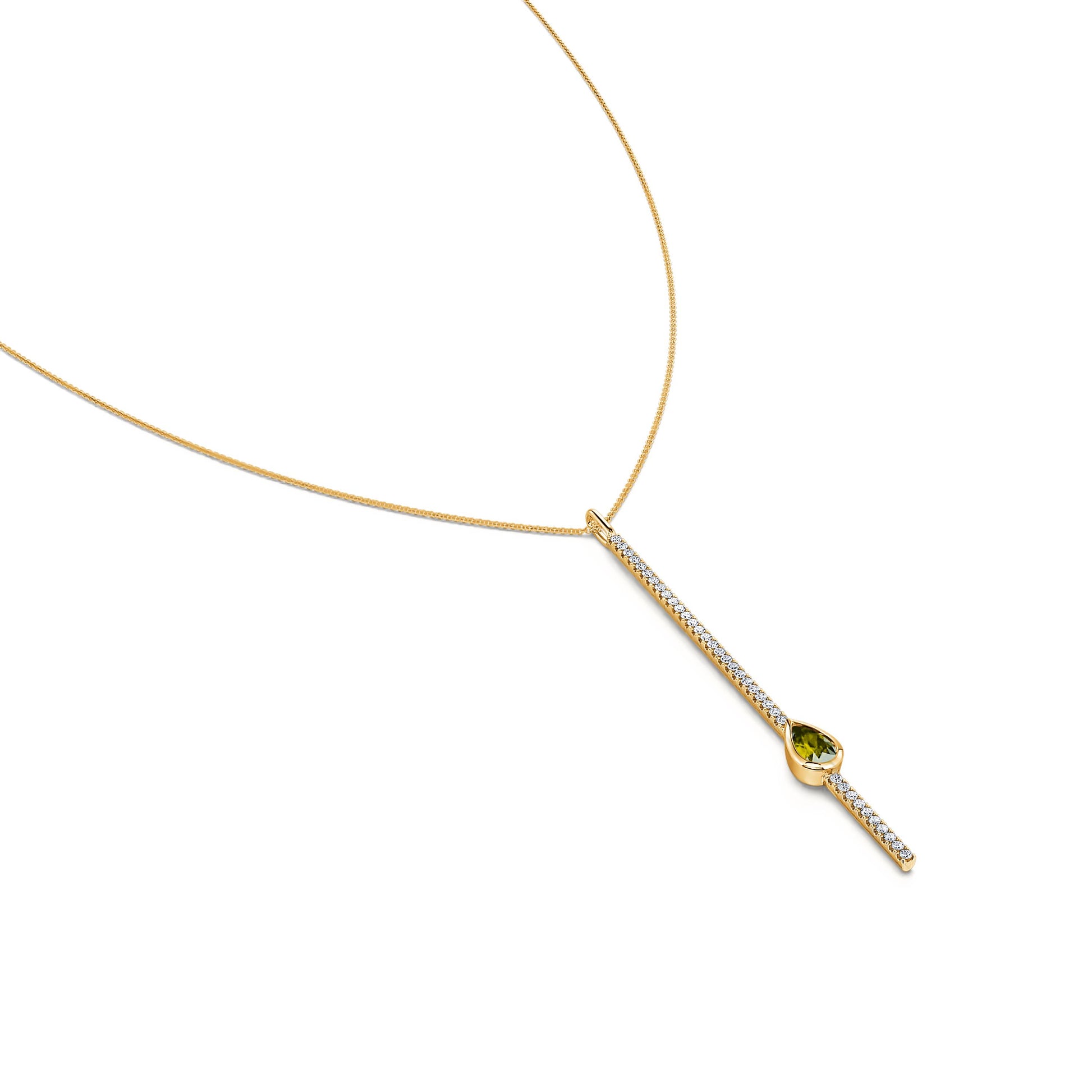 Collier barrette diamant or jaune et tourmaline forme poire Sky 1