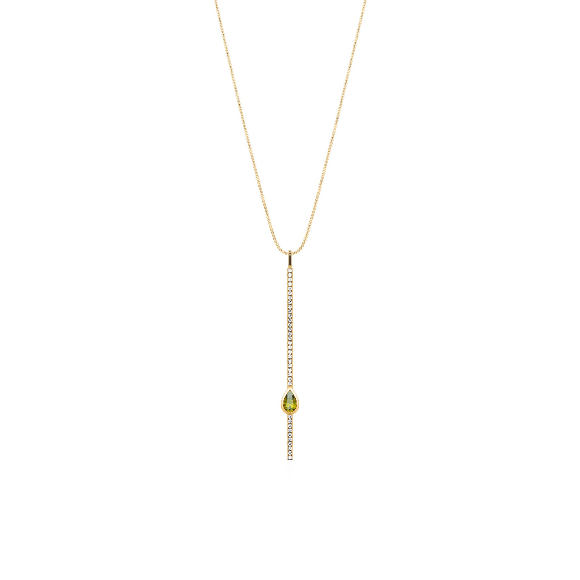 Collier barrette diamant or jaune et tourmaline forme poire Sky 2