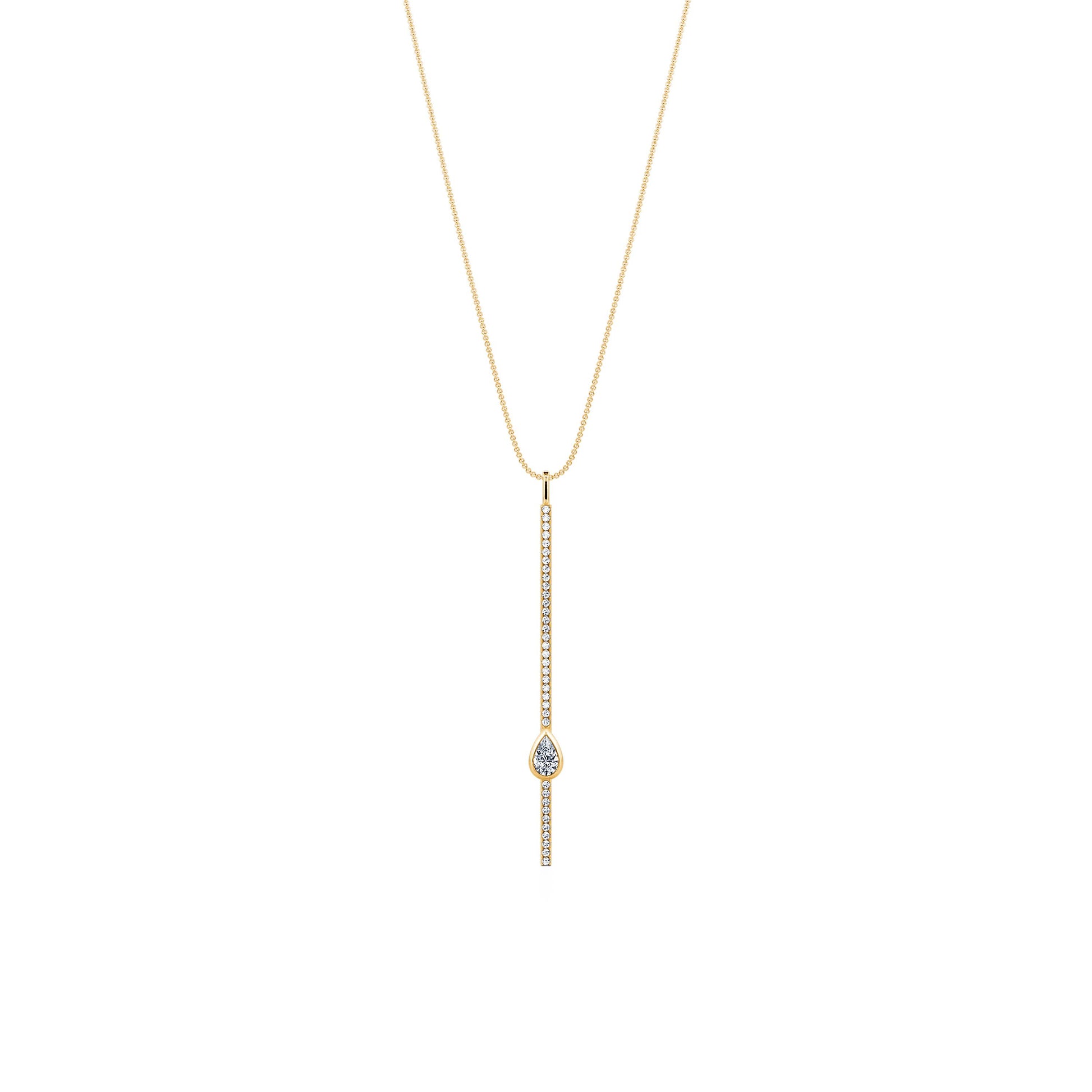 Collier cravate barrette diamant rond et diamant poire Sky 2