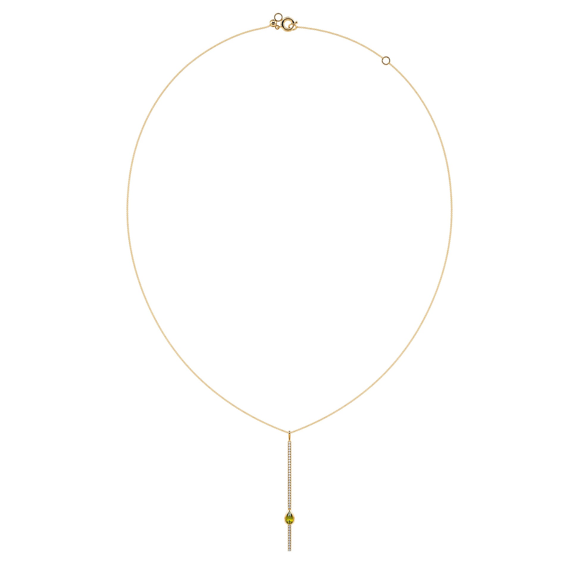 Collier barrette diamant or jaune et tourmaline forme poire Sky 3