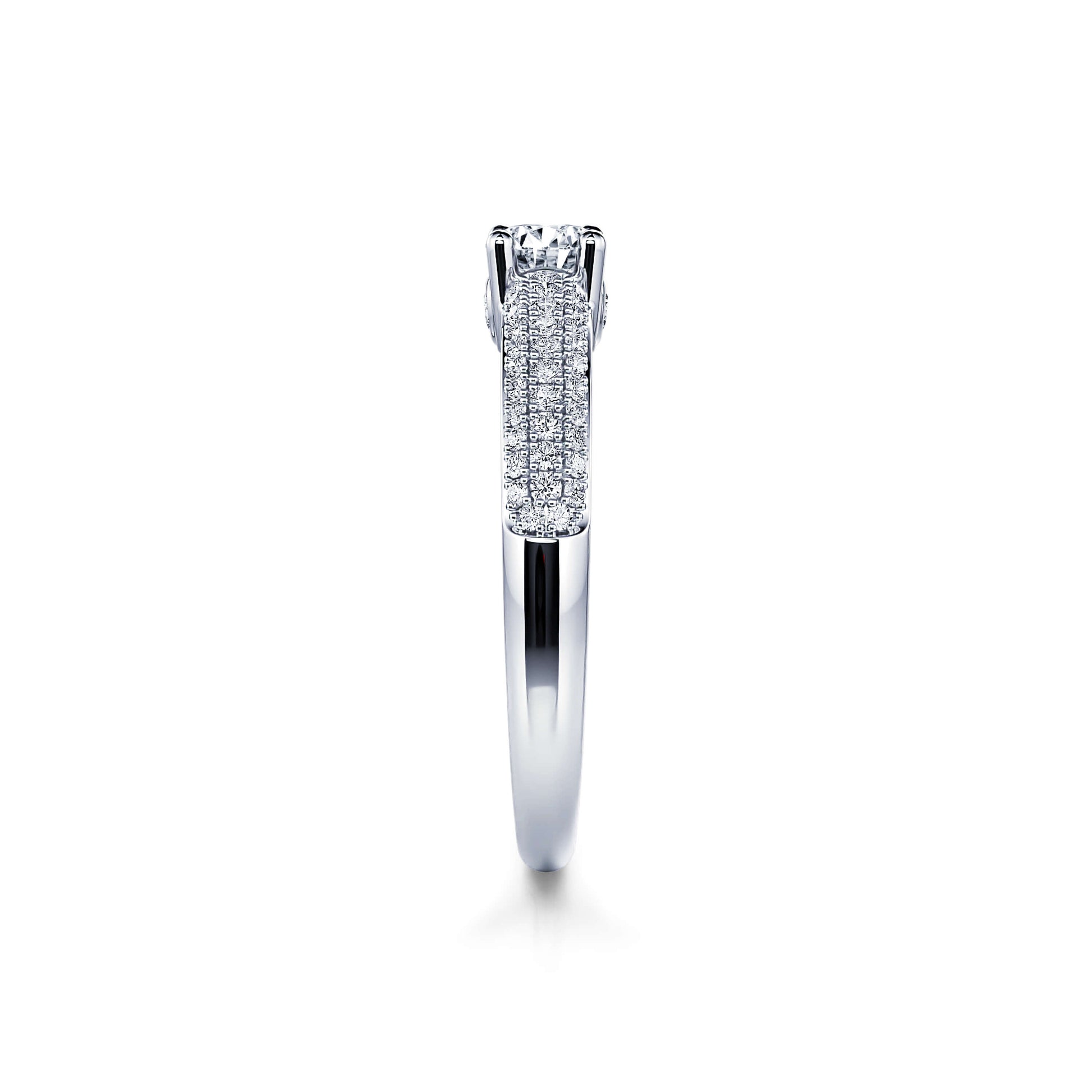 Solitaire platine diamant pavé Solange 3