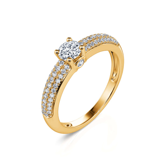 Solange - Solitaire or jaune diamant pavé #2