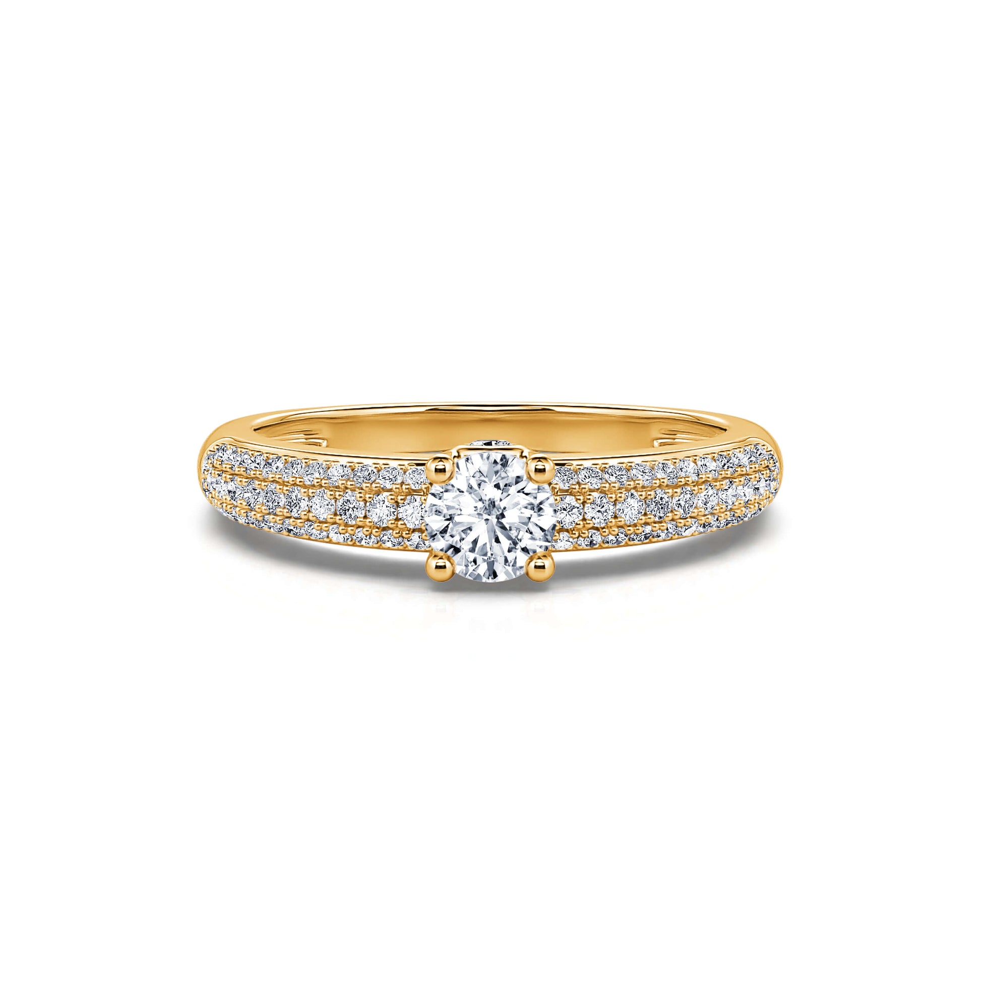 Solitaire or jaune diamant pavé Solange 4
