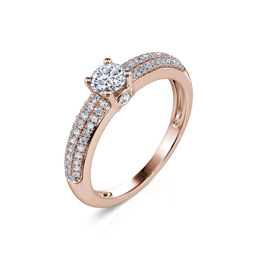 Solange - Solitaire or rose diamant pavé #2