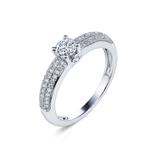Solange&nbsp;-&nbsp;Solitaire platine diamant pavé #2