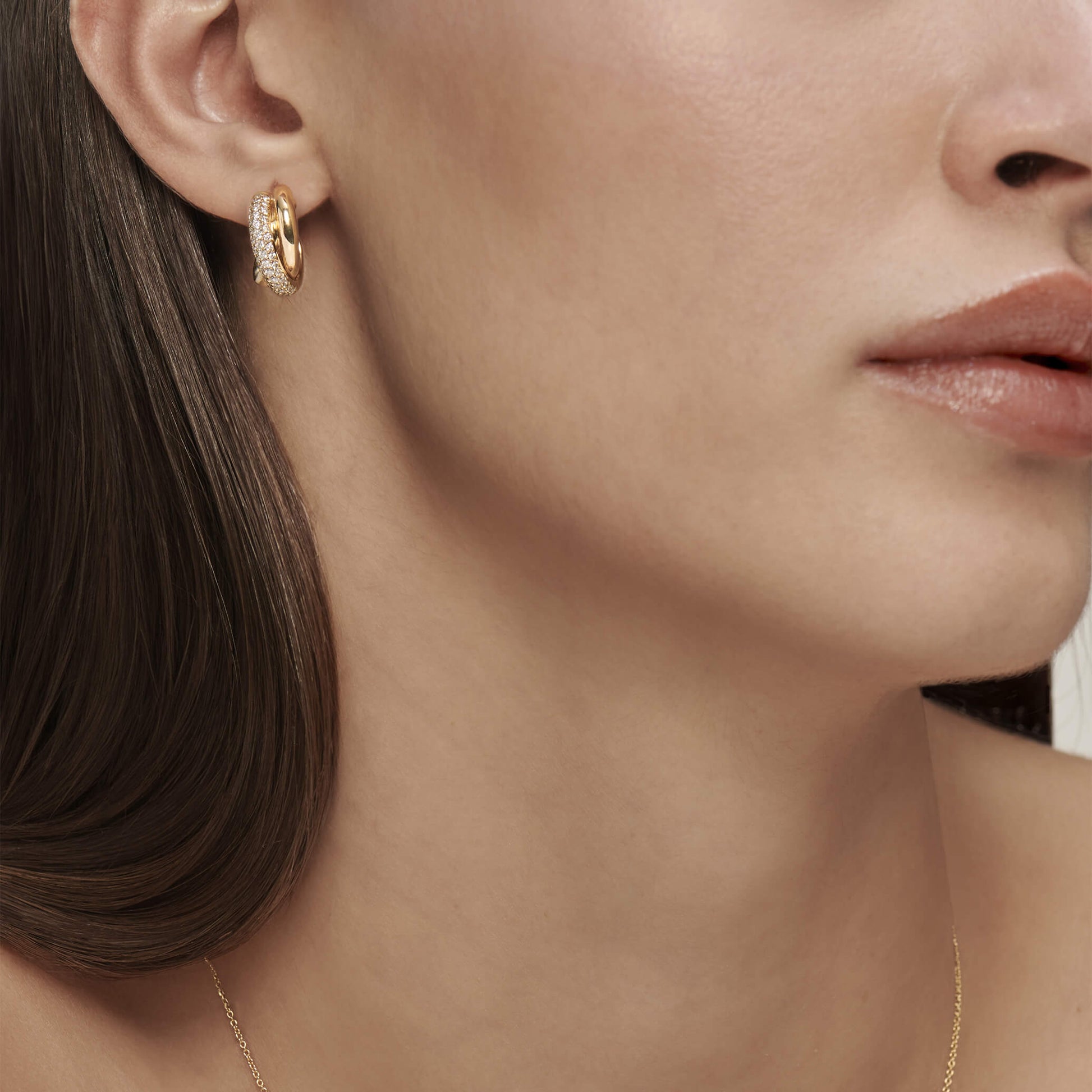  Boucles d'oreilles trois anneaux pavé or jaune Soly 4