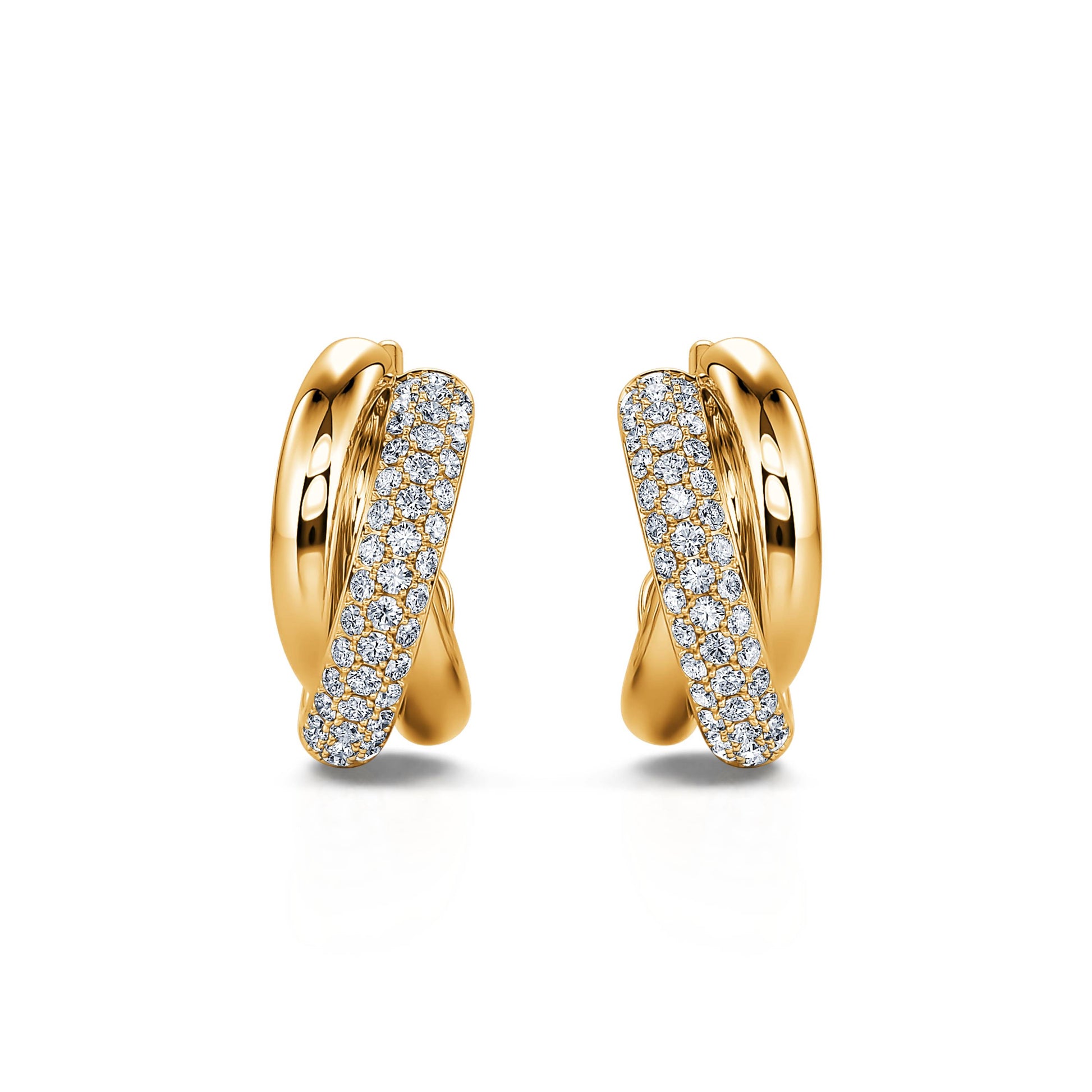  Boucles d'oreilles trois anneaux pavé or jaune Soly 2