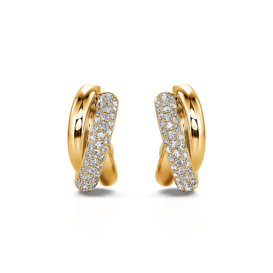 Soly&nbsp;-&nbsp; Boucles d'oreilles trois anneaux pavé or jaune #2