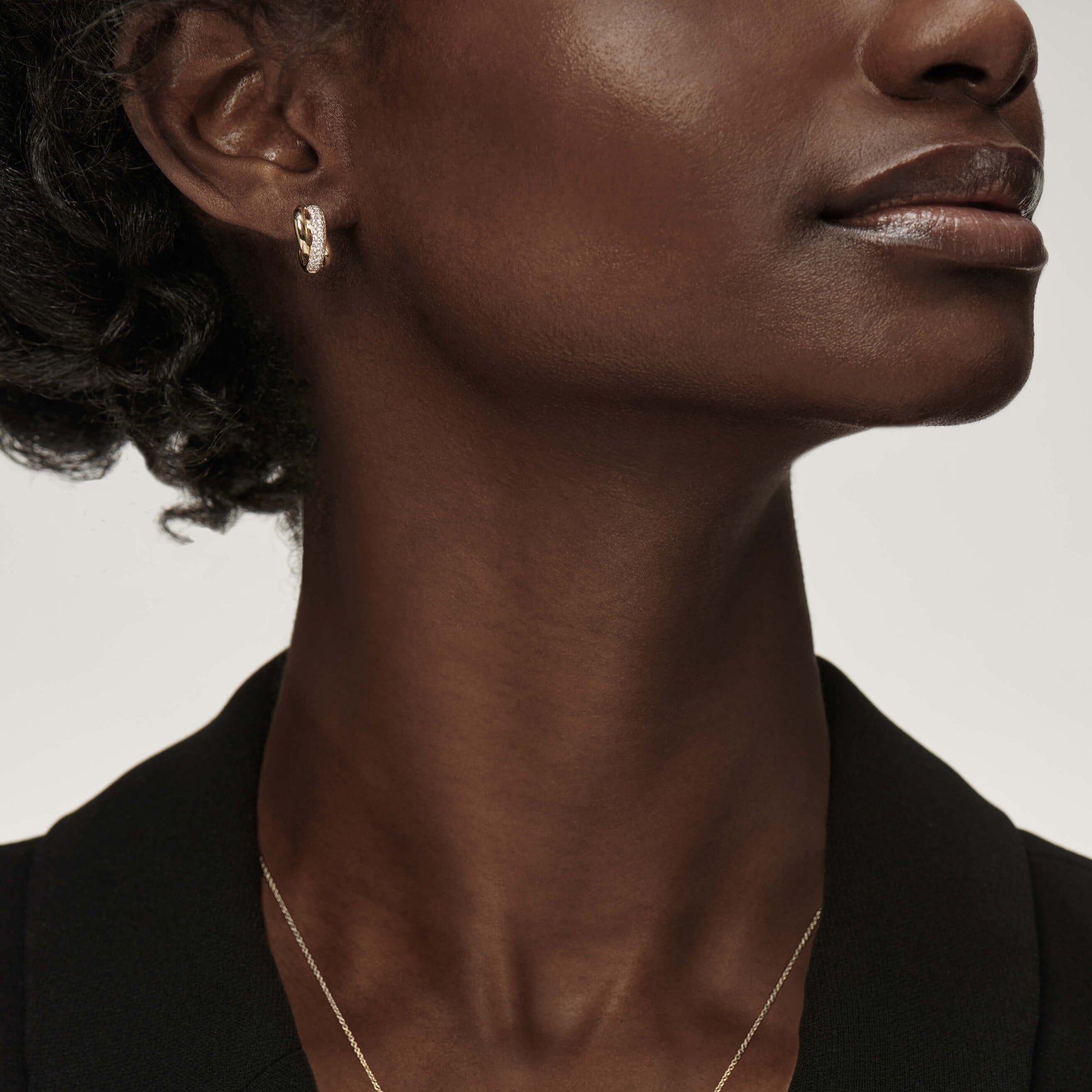  Boucles d'oreilles trois anneaux pavé or jaune Soly 5