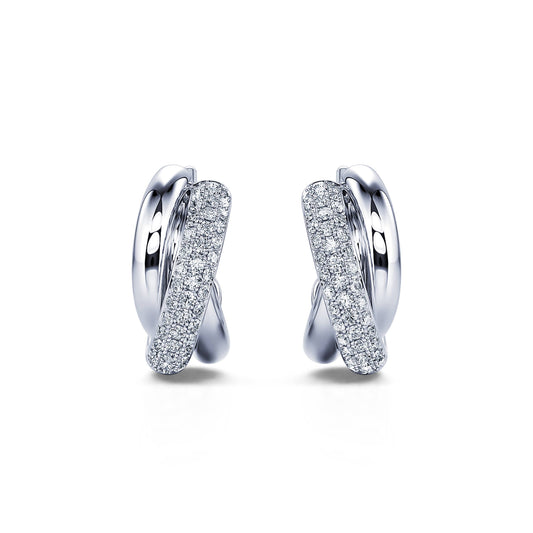 Soly - Boucles d'oreilles trois anneaux pavé or blanc #2