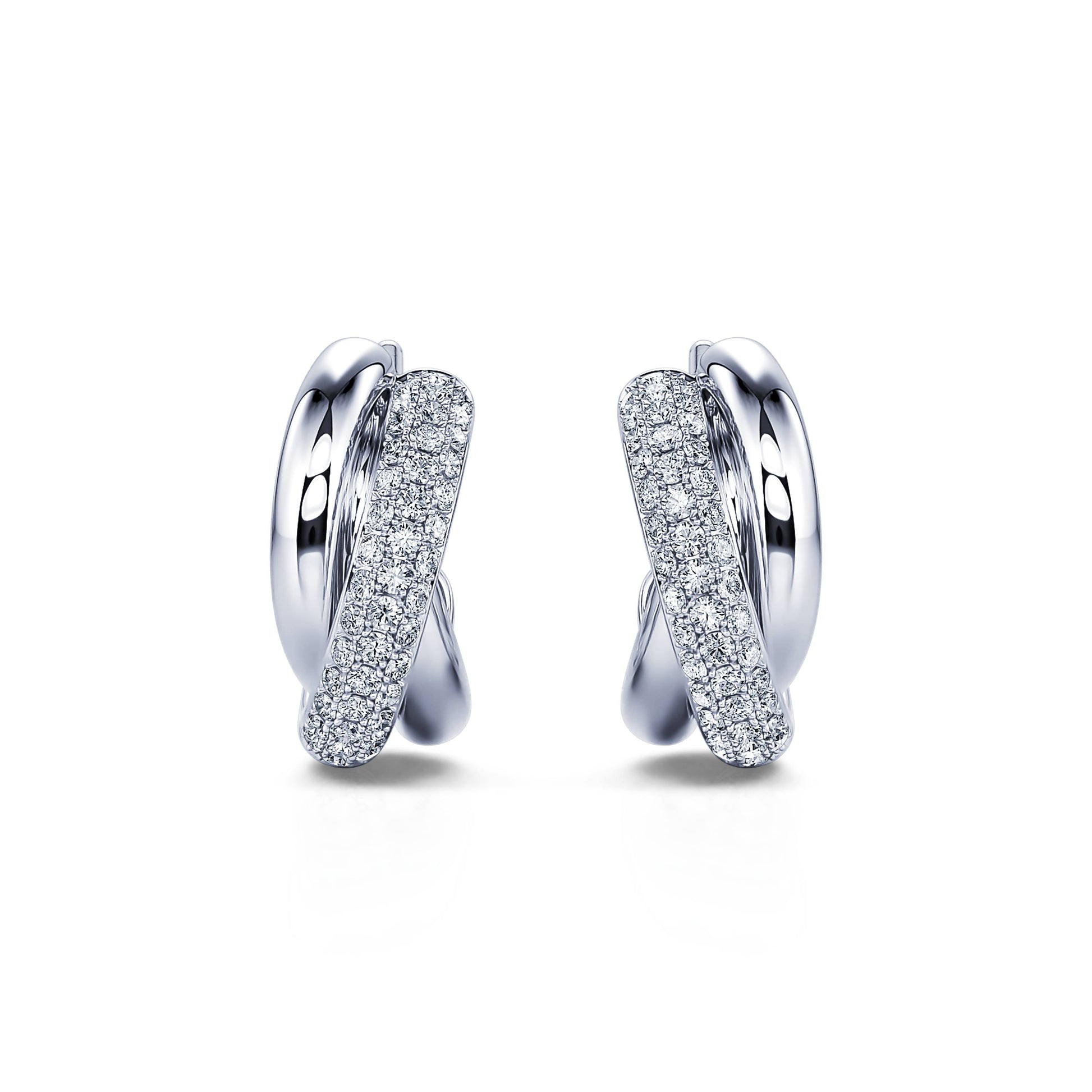 Boucles d'oreilles trois anneaux pavé or blanc Soly 2