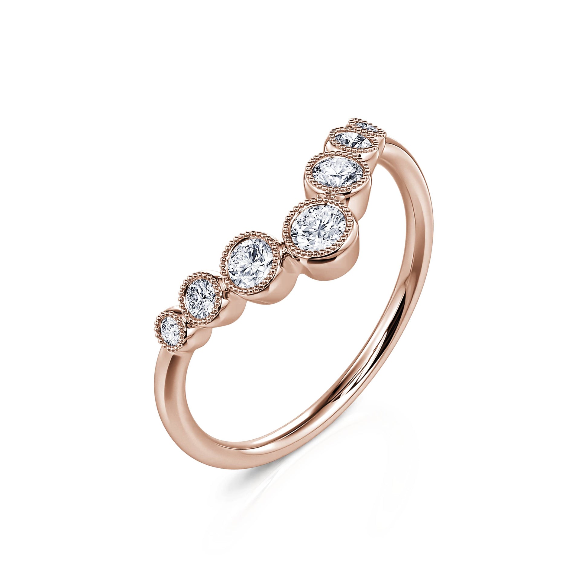 Alliance perlée diamant or rose Sonia 1