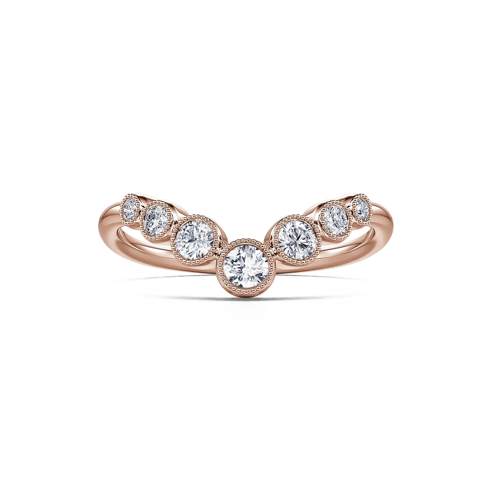 Alliance perlée diamant or rose Sonia 2