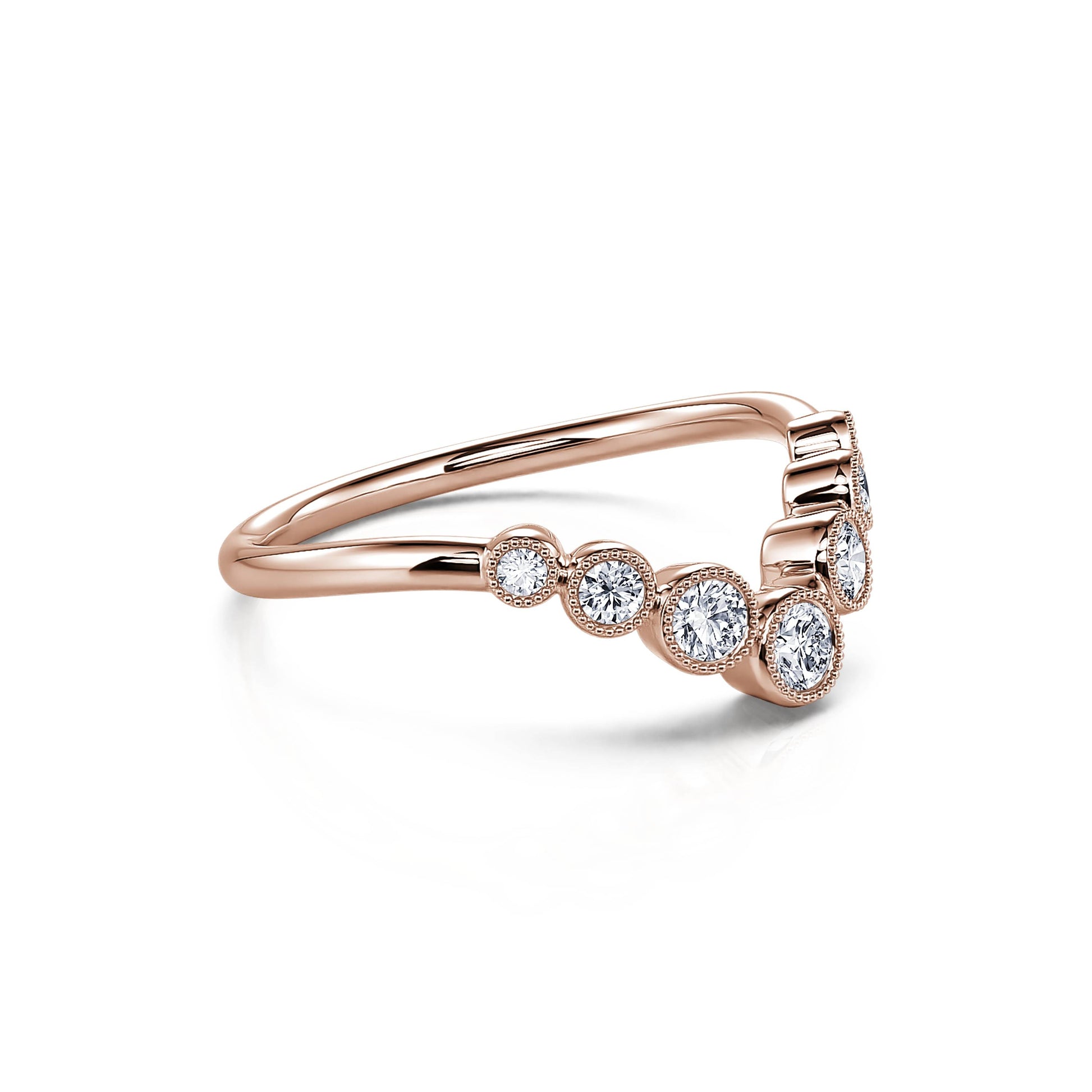 Alliance perlée diamant or rose Sonia 4