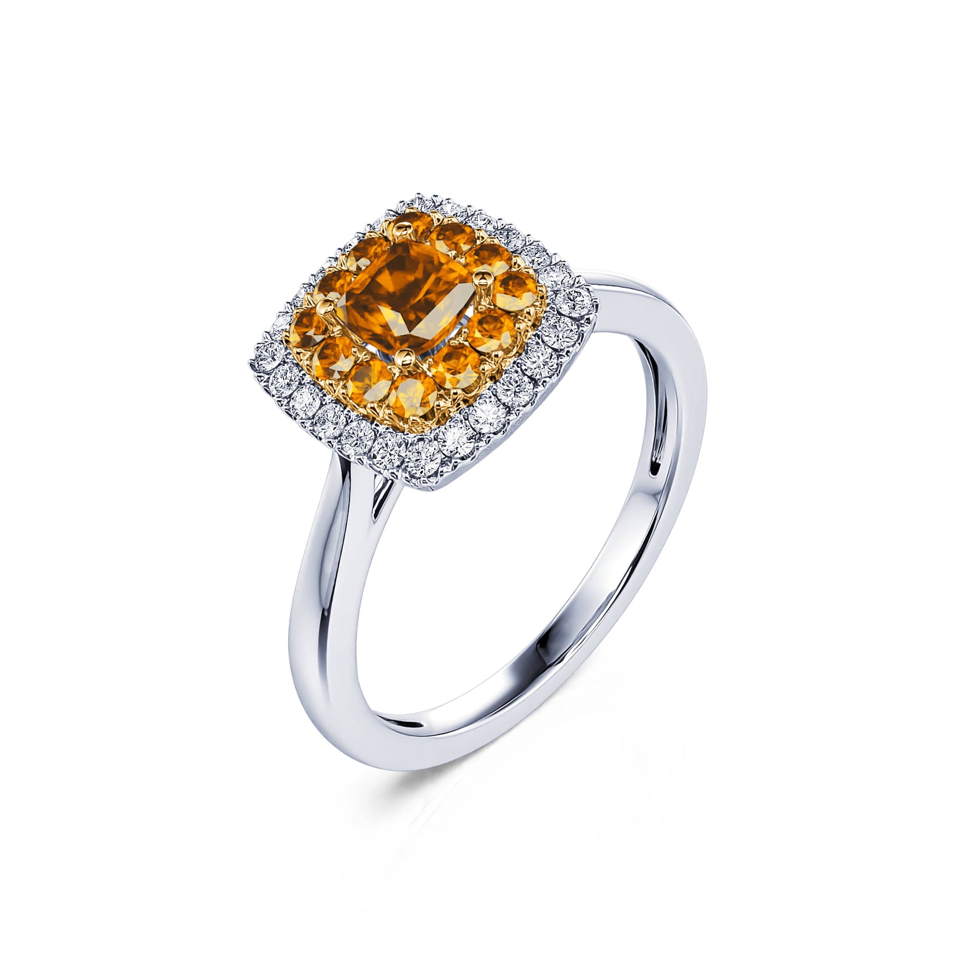 Bague deux ors halo diamant et diamant jaune  Stella 2