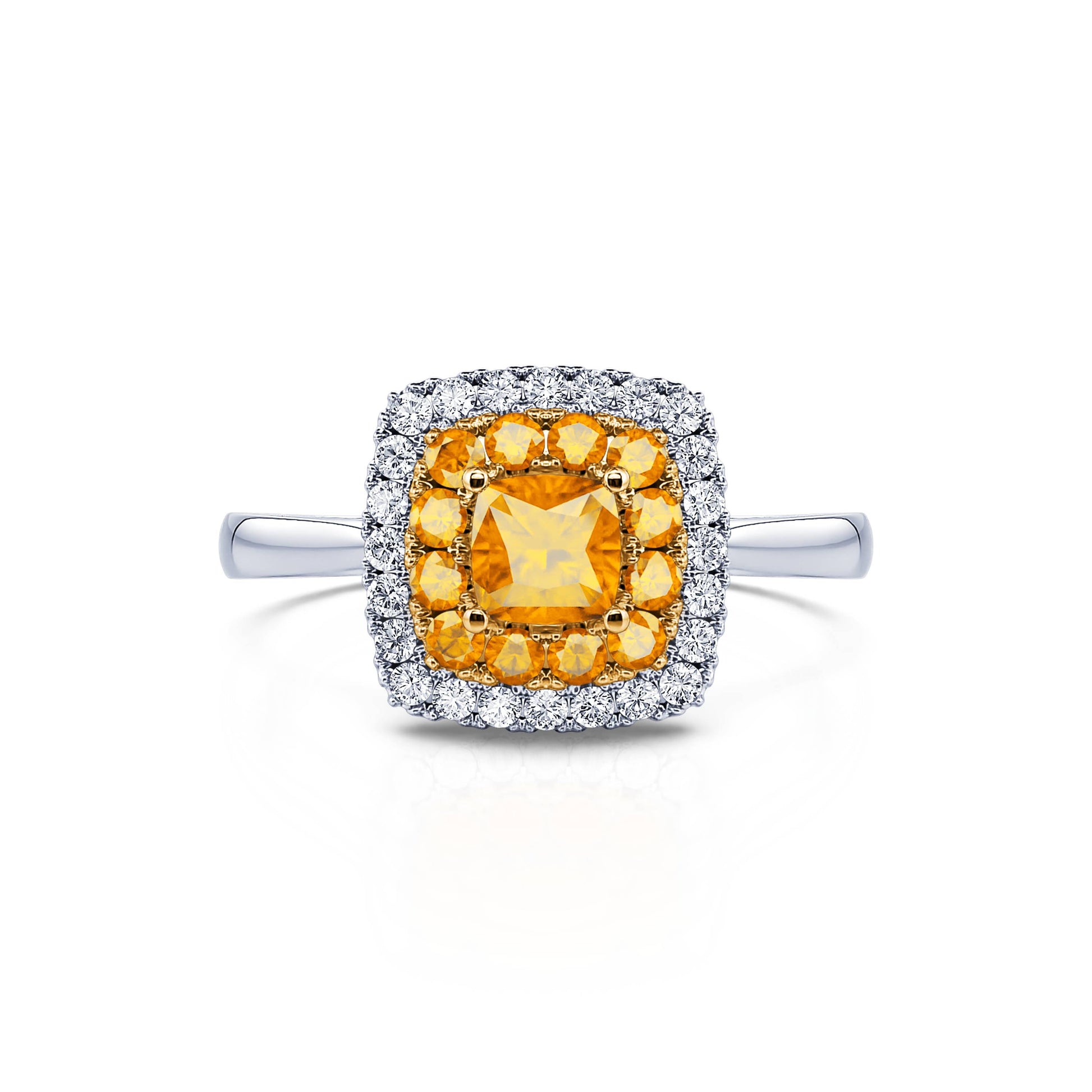 Bague deux ors halo diamant et diamant jaune  Stella 1