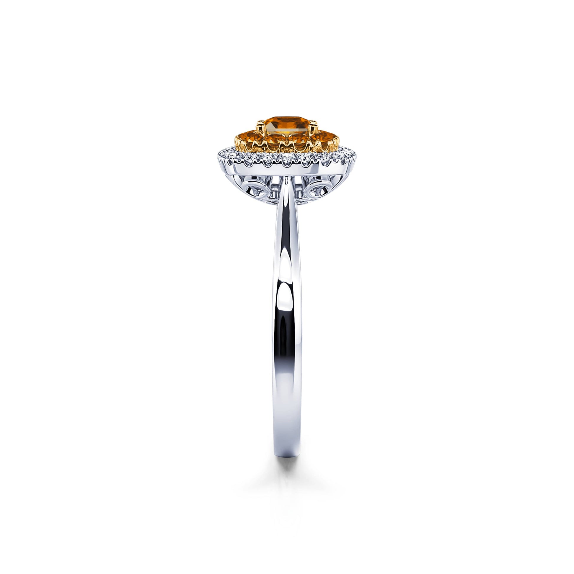 Bague deux ors halo diamant et diamant jaune  Stella 4