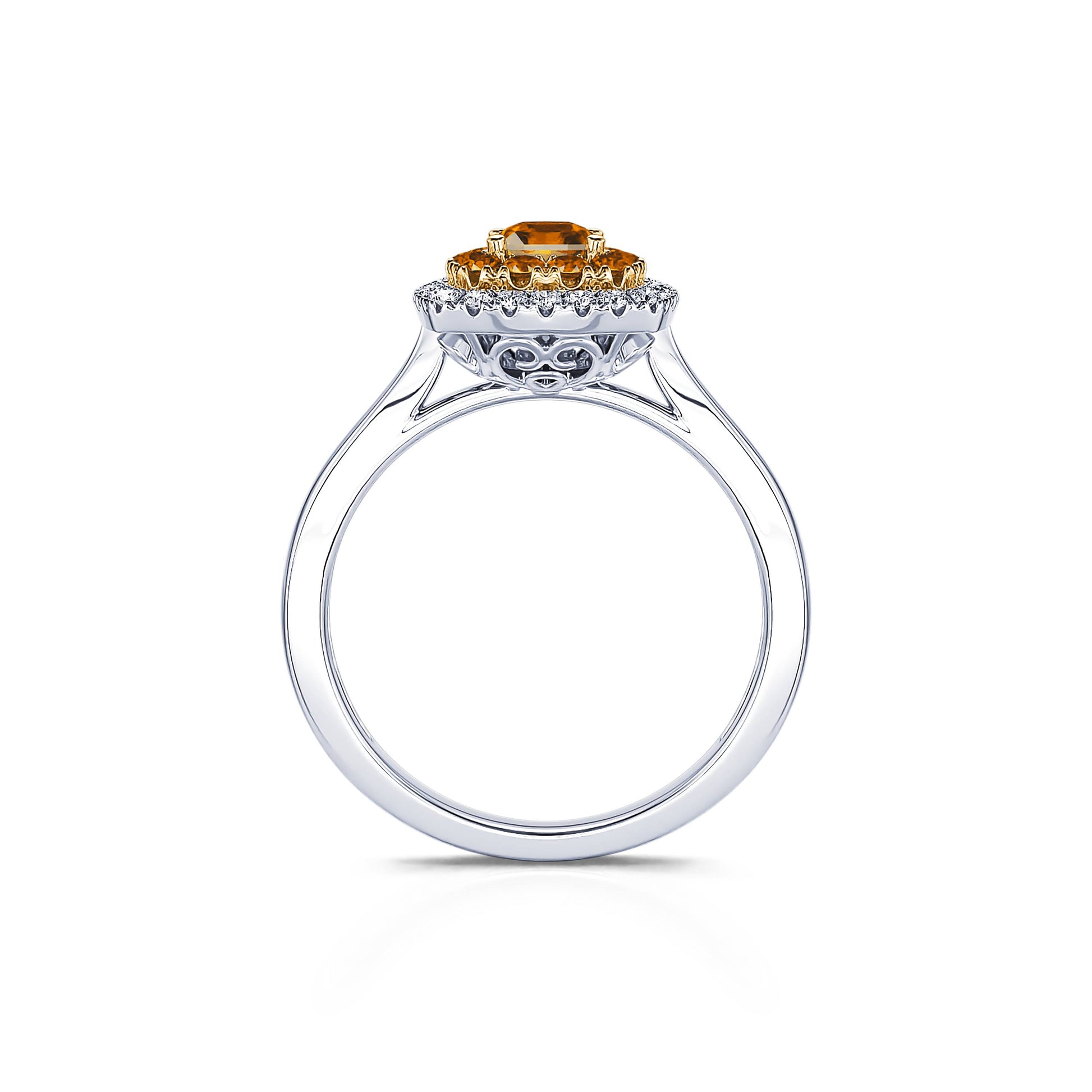Bague deux ors halo diamant et diamant jaune  Stella 3