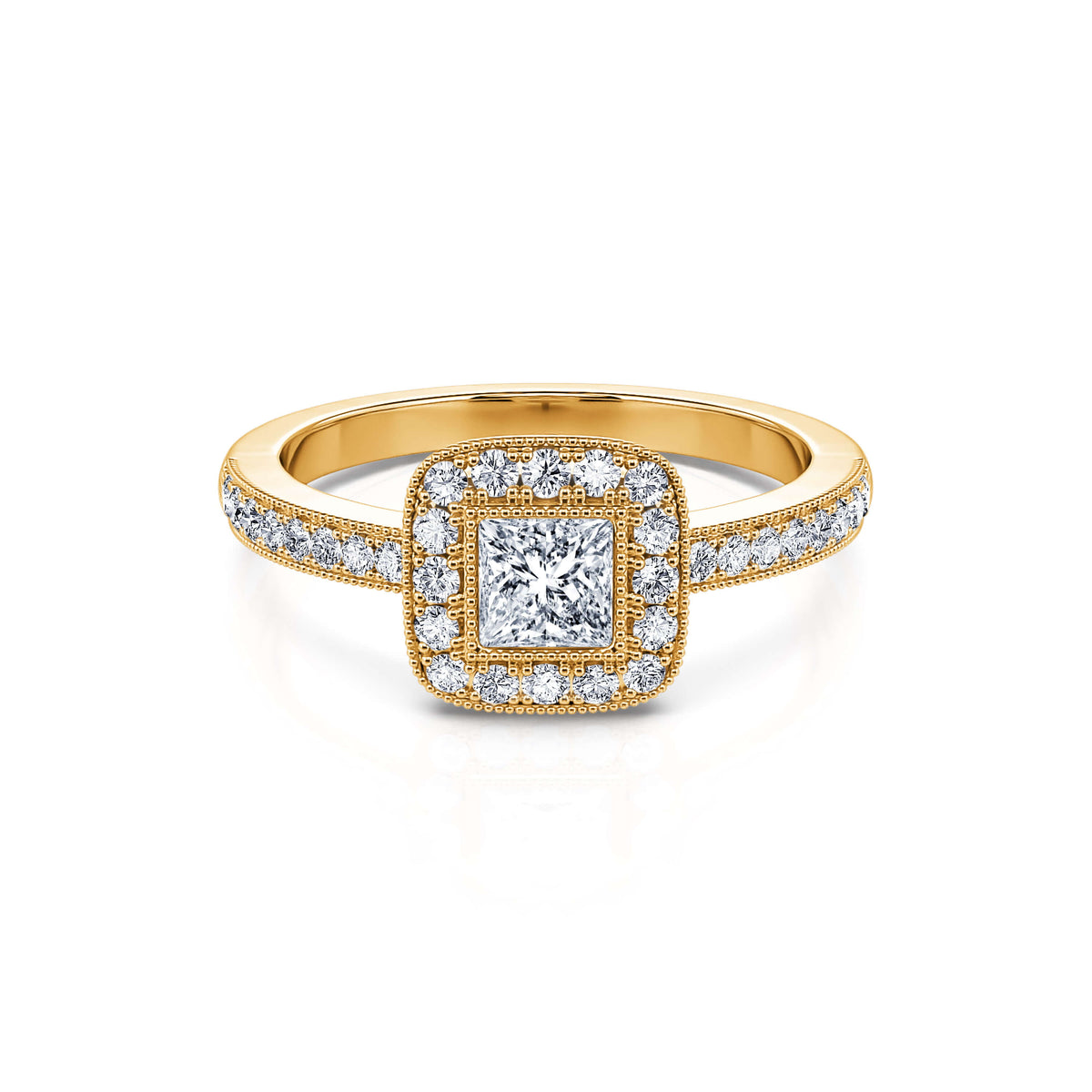 Jeulia Bague Femme Or Jaune 925 – Halo 2 Carats Zircone Ovale Noire + Éternité – Bague Fiançailles Anniversaire Saint-Valentin