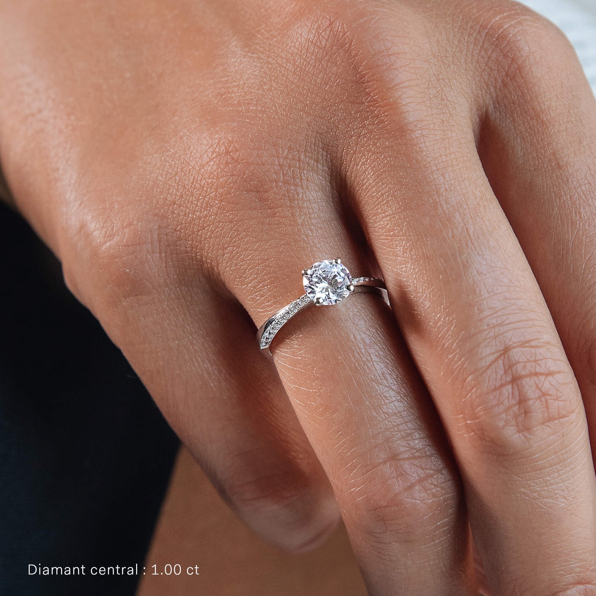 Solitaire platine diamant accompagné Sunny 5
