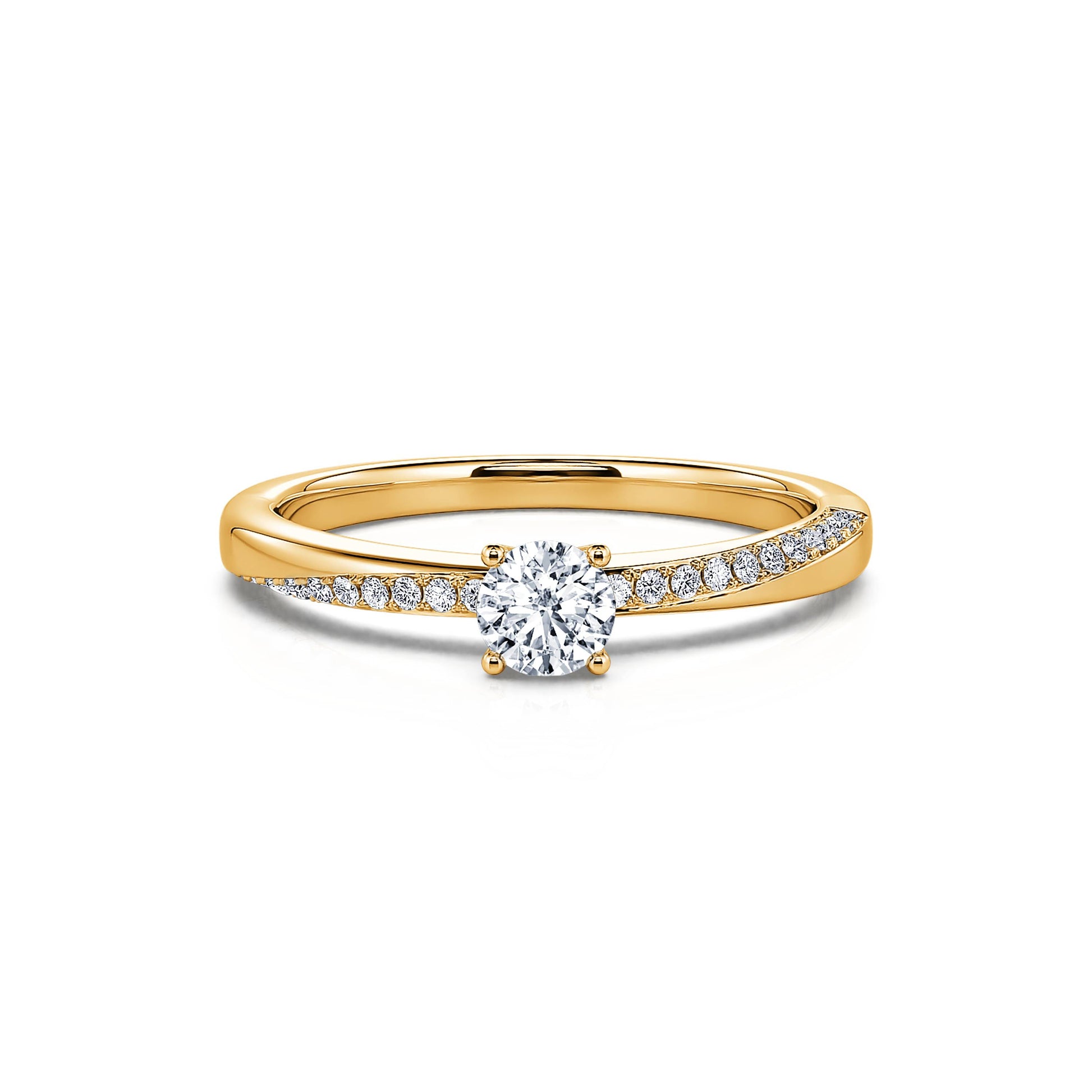 Solitaire or jaune diamant accompagné Sunny 3