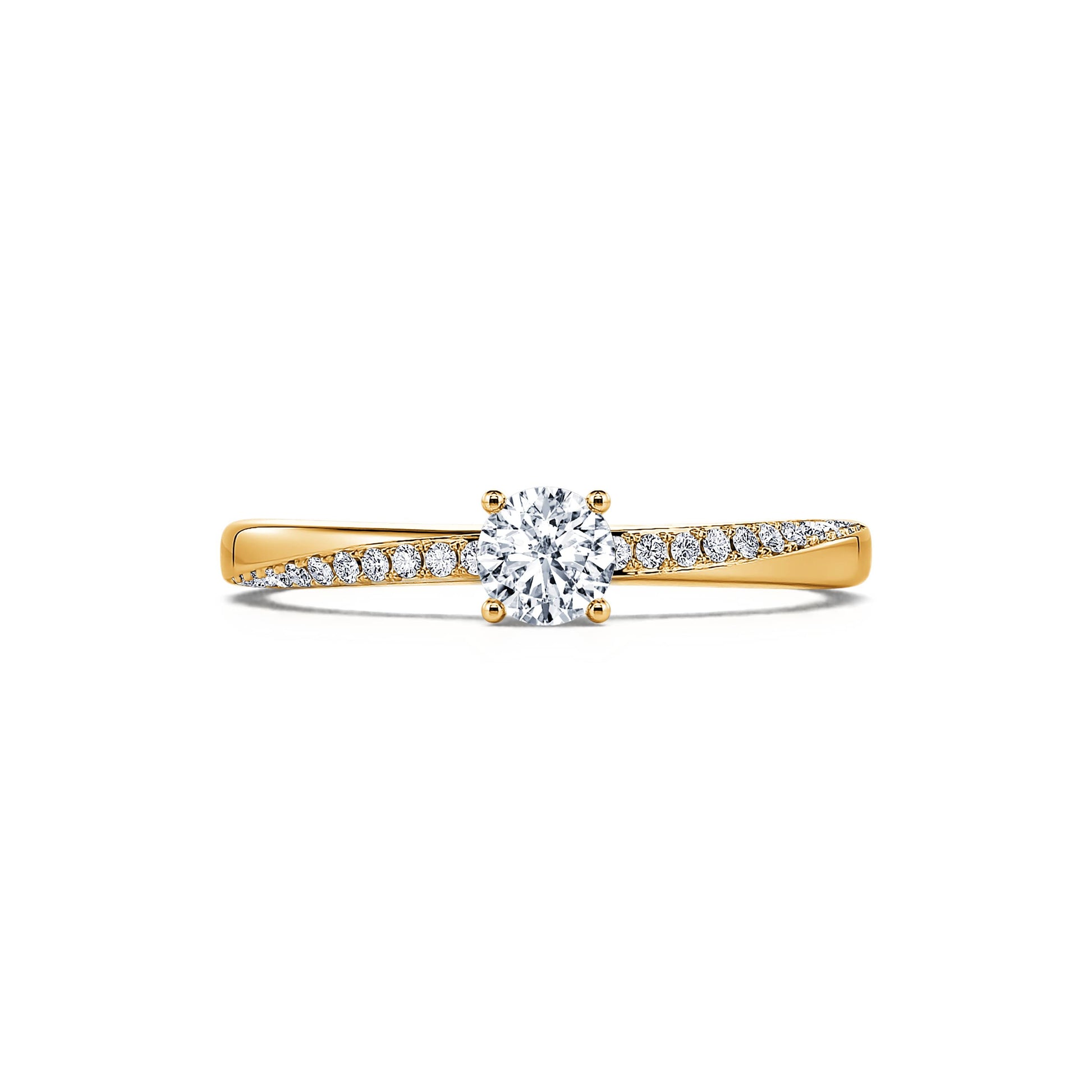 Solitaire or jaune diamant accompagné Sunny 1