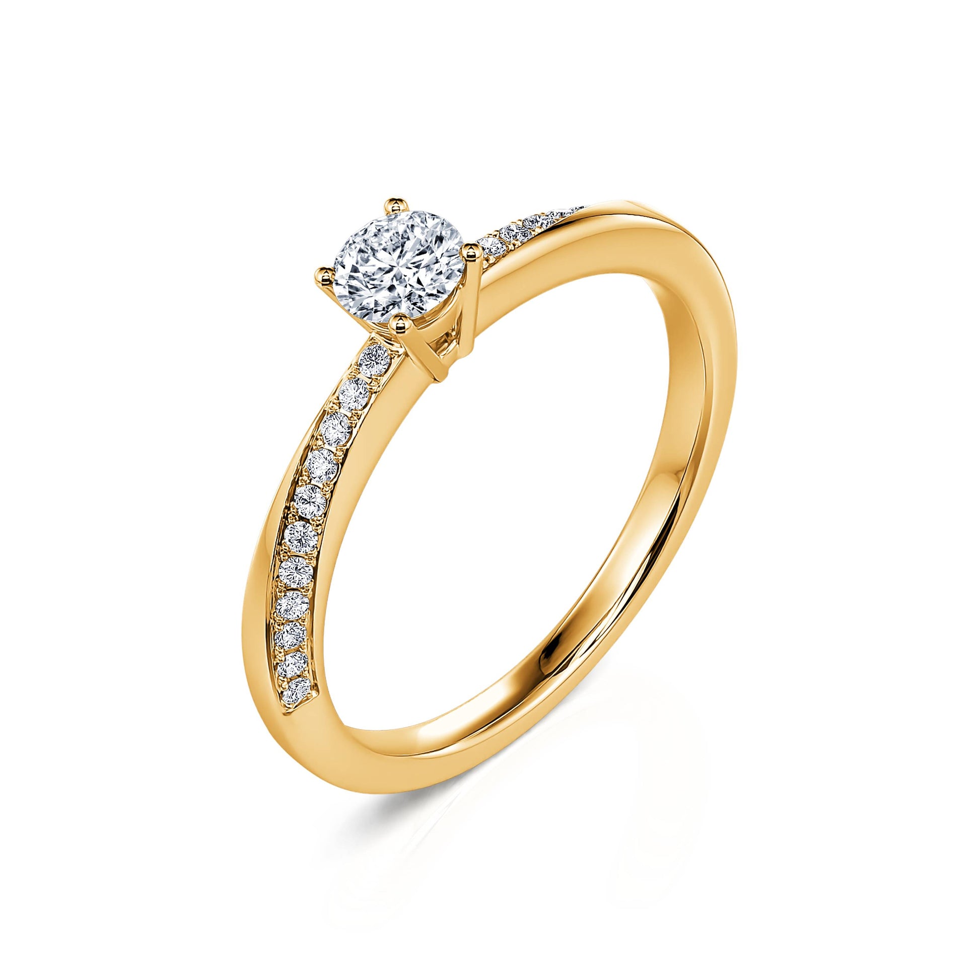 Solitaire or jaune diamant accompagné Sunny 2
