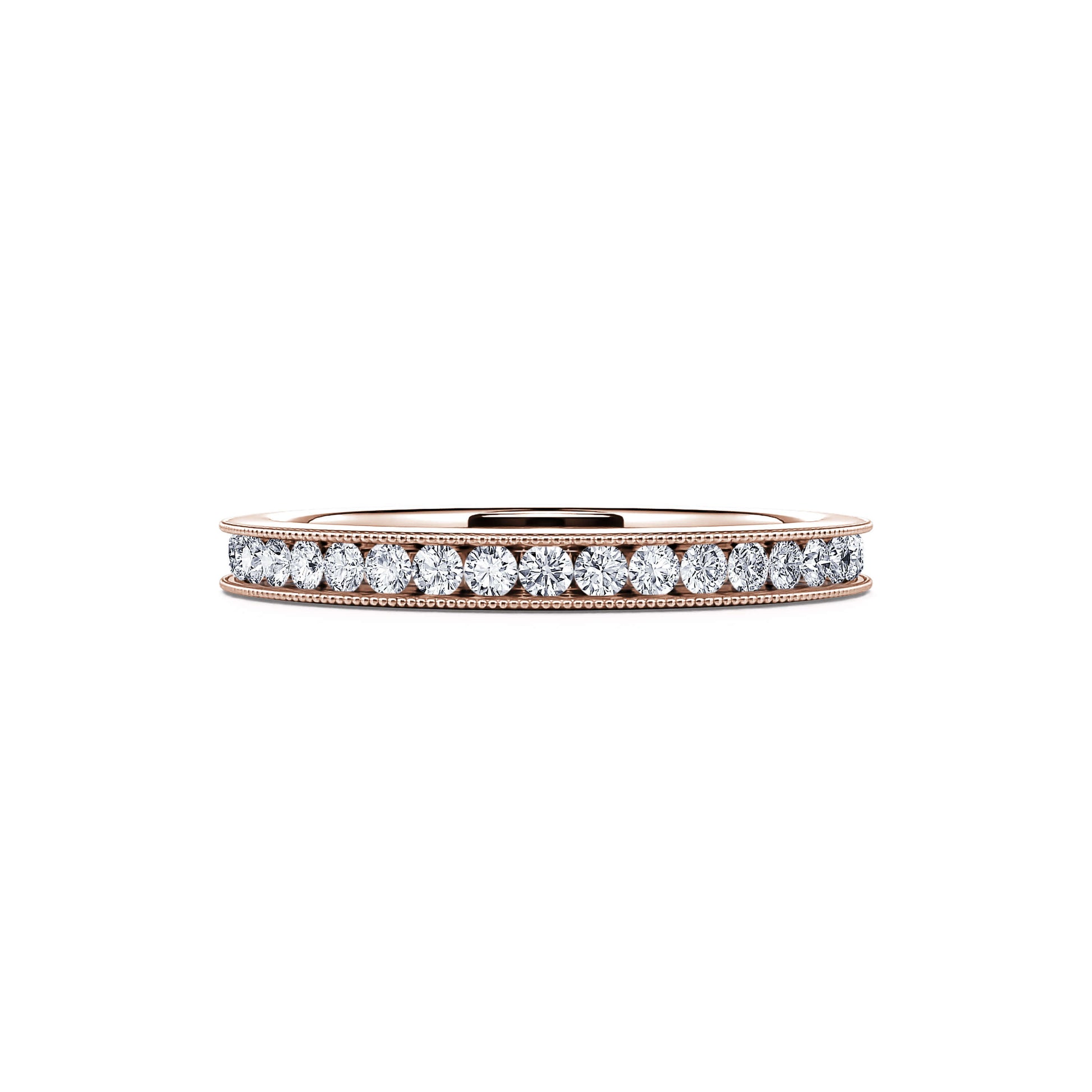 Tour complet diamant or rose serti rail perlé Tamar 2