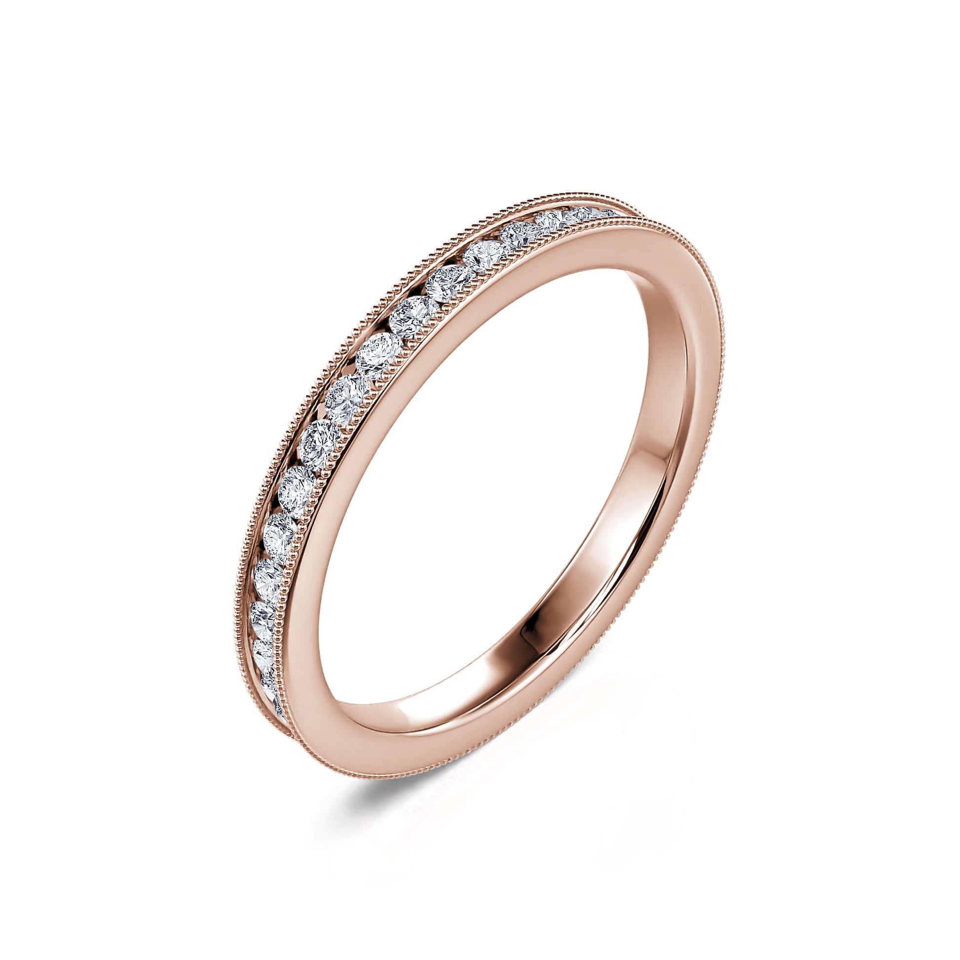 Tour complet diamant or rose serti rail perlé Tamar 1