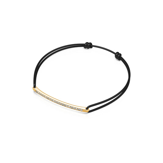 Tani&nbsp;-&nbsp;Bracelet barrette diamant sur cordon noir  #1