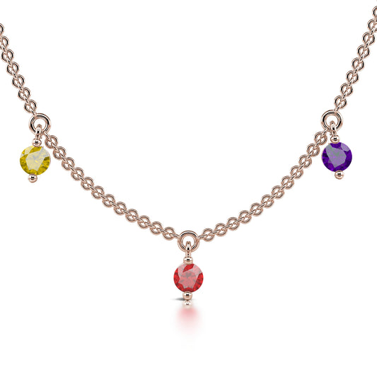 Tessa&nbsp;-&nbsp;Collier or rose multi pierres rainbow  #2