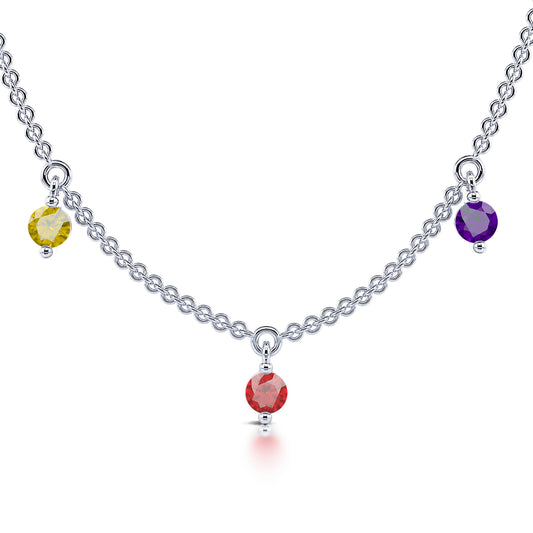 Tessa&nbsp;-&nbsp;Collier or blanc multi pierres rainbow  #2