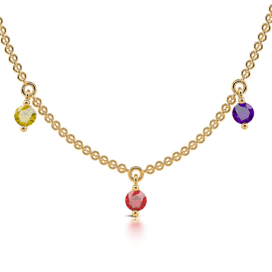 Tessa&nbsp;-&nbsp;Collier or jaune multi pierres rainbow  #2