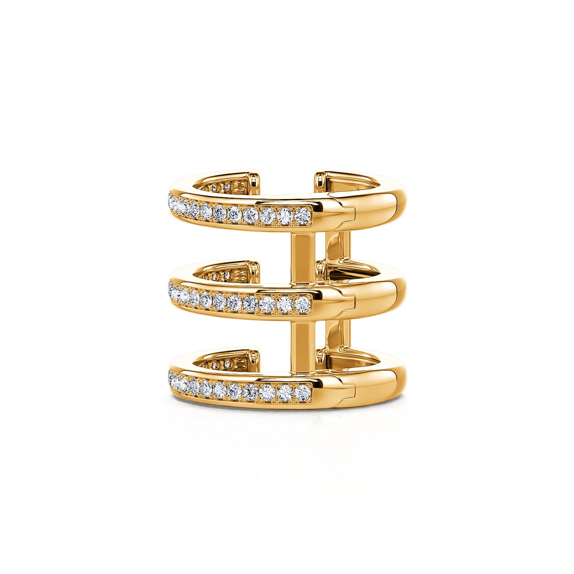 Clip d'oreilles multi-créoles diamant or jaune Tina 3