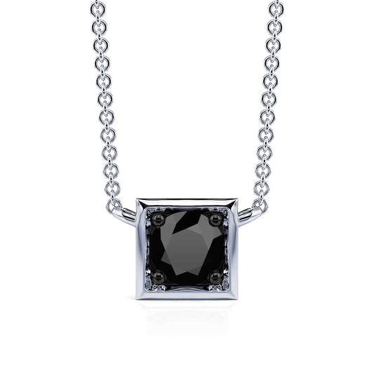 Tom - Collier or blanc diamant noir #2