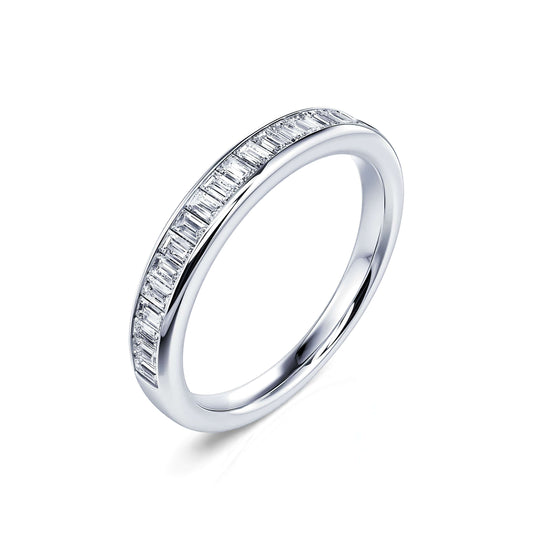 Epiphanie&nbsp;-&nbsp;Alliance demi tour platine diamant baguette #1