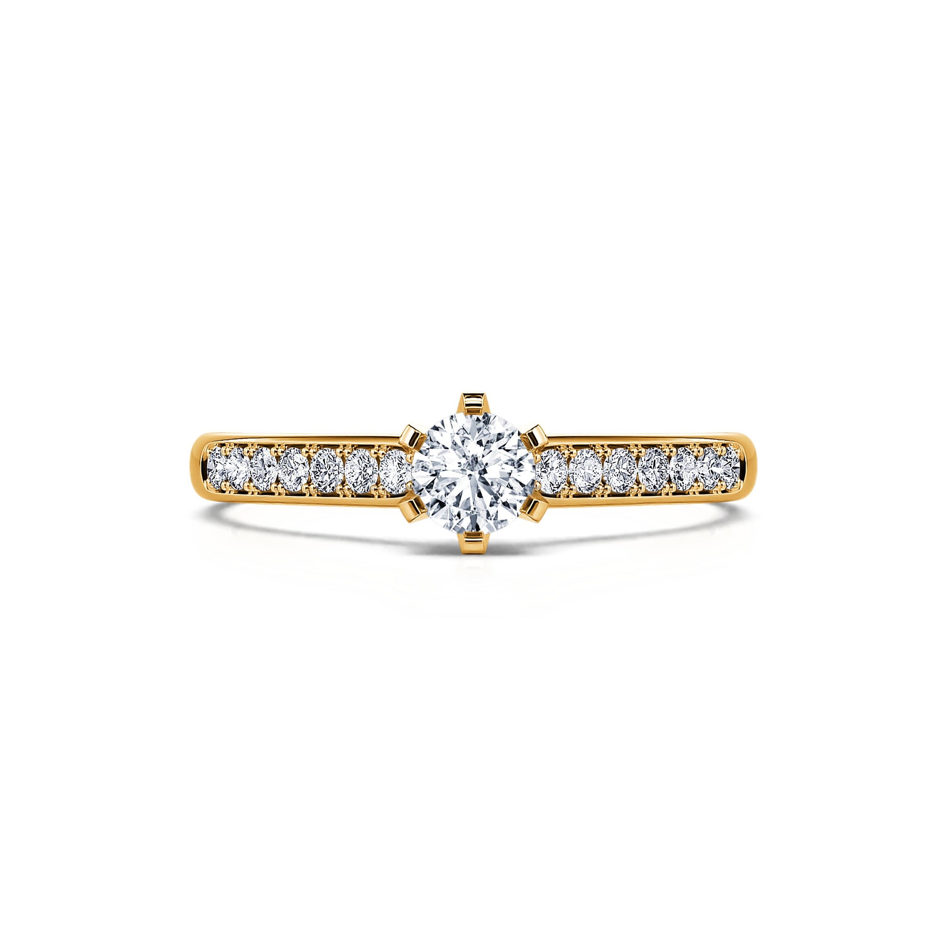 Solitaire 6 griffes or jaune diamant Val 1