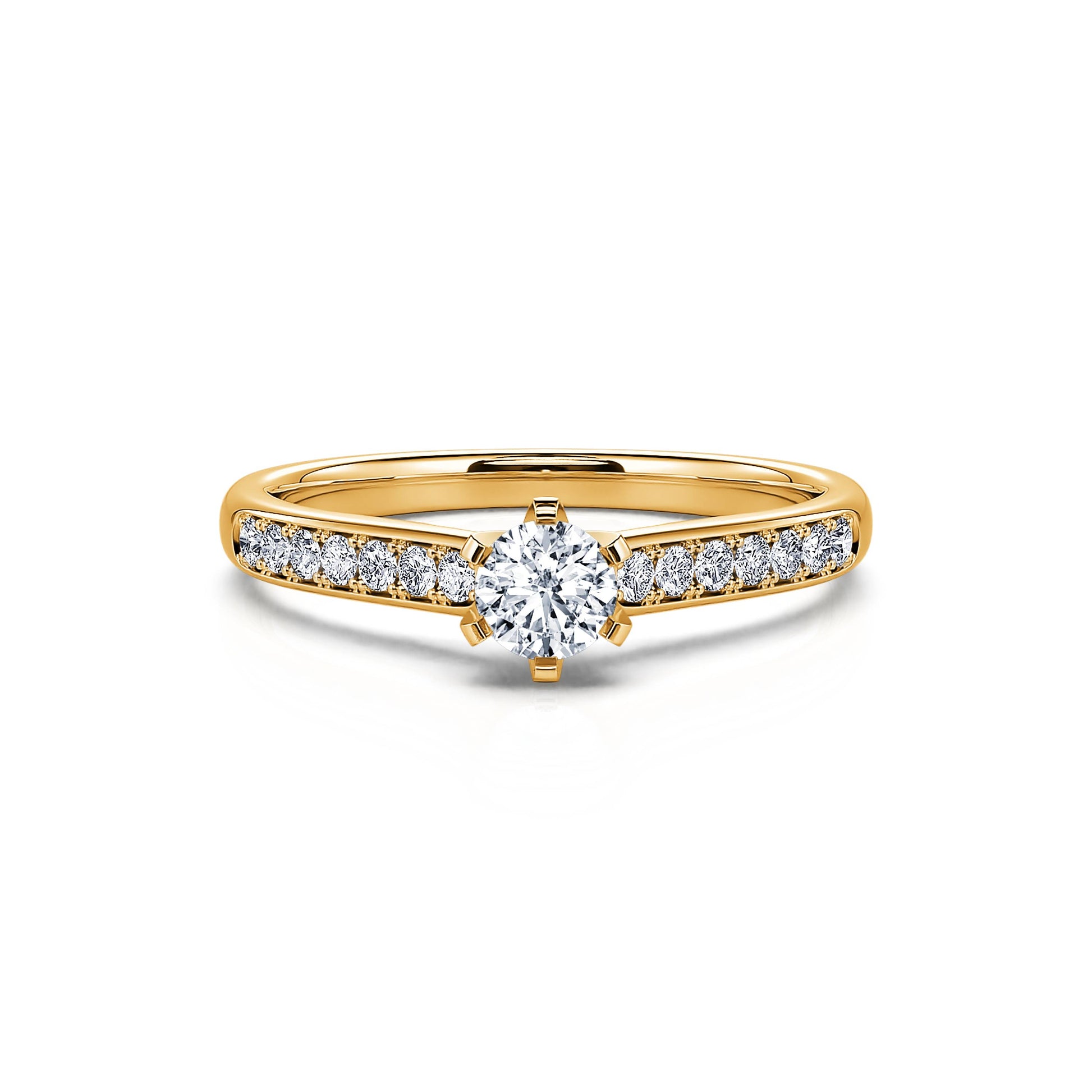 Solitaire 6 griffes or jaune diamant Val 3