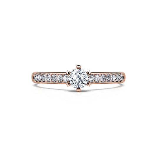 Val - Solitaire 6 griffes or rose diamant #1