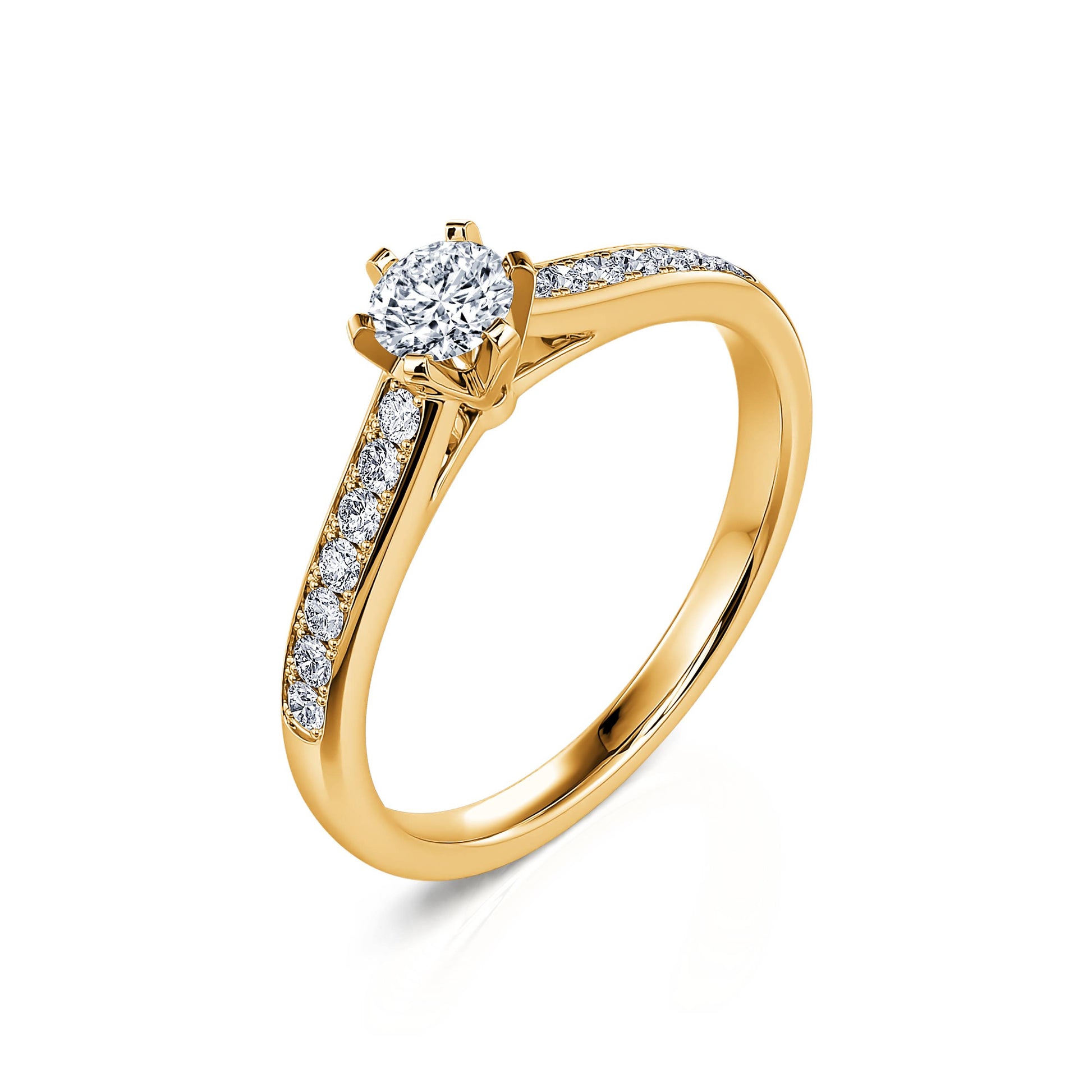 Solitaire 6 griffes or jaune diamant Val 2